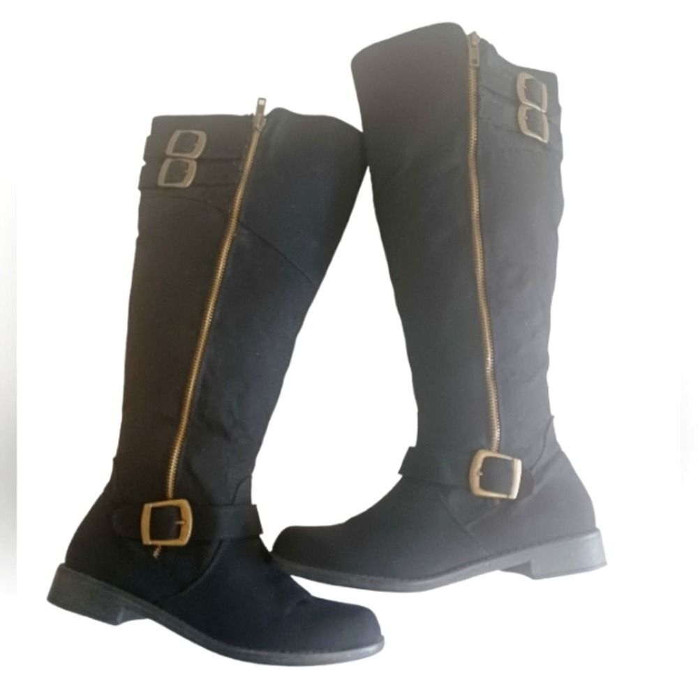 JustFab black faux suede winter boots